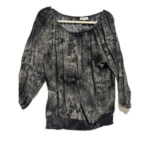 Y2K Whimsigoth Top Womens sz 2X black gray sequins Dark Fairy Witchy Rocker chic
